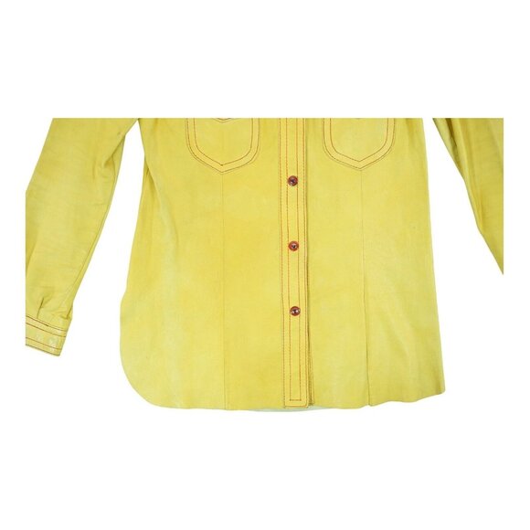 Vintage 70`s MIURA Yellow LEATHER Jacket Size Large Made in England Hard to Find - Picture 6 of 15